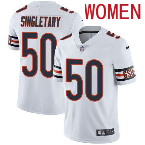 Women Chicago Bears 50 Mike Singletary Nike White Game Retired Player NFL Jersey